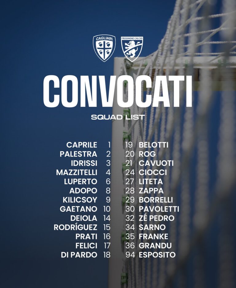 convocati Cagliari Frosinone